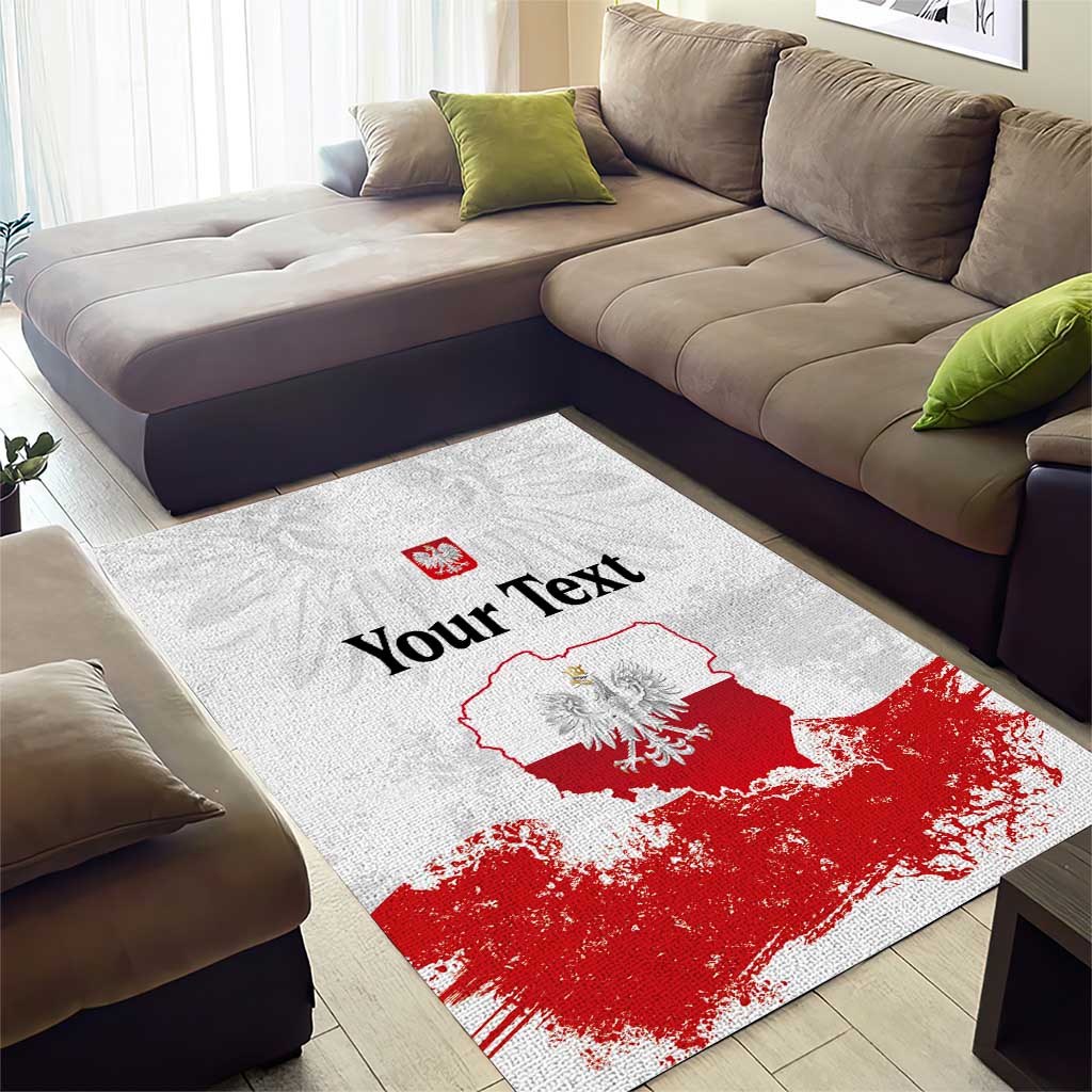 Personalized Polish National Flag Day Area Rug Polska White Eagle Grunge Style
