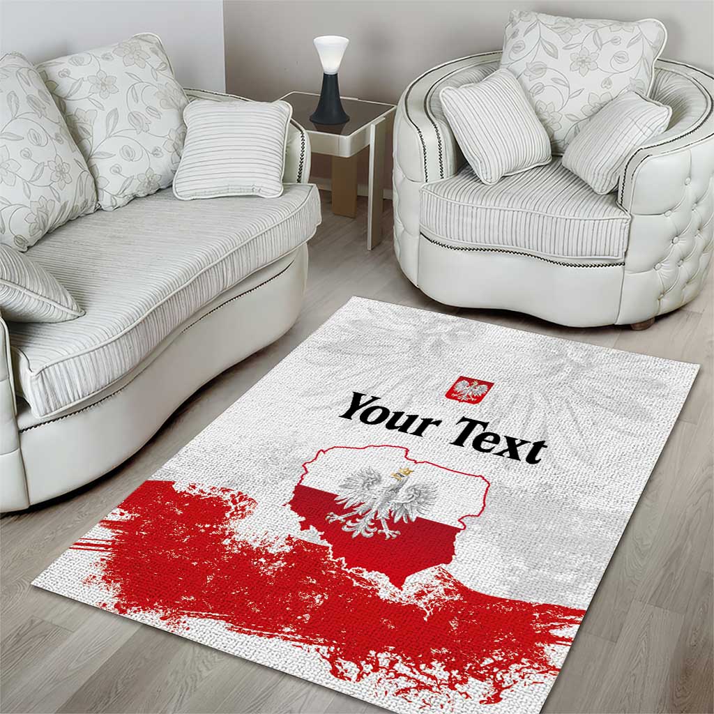 Personalized Polish National Flag Day Area Rug Polska White Eagle Grunge Style