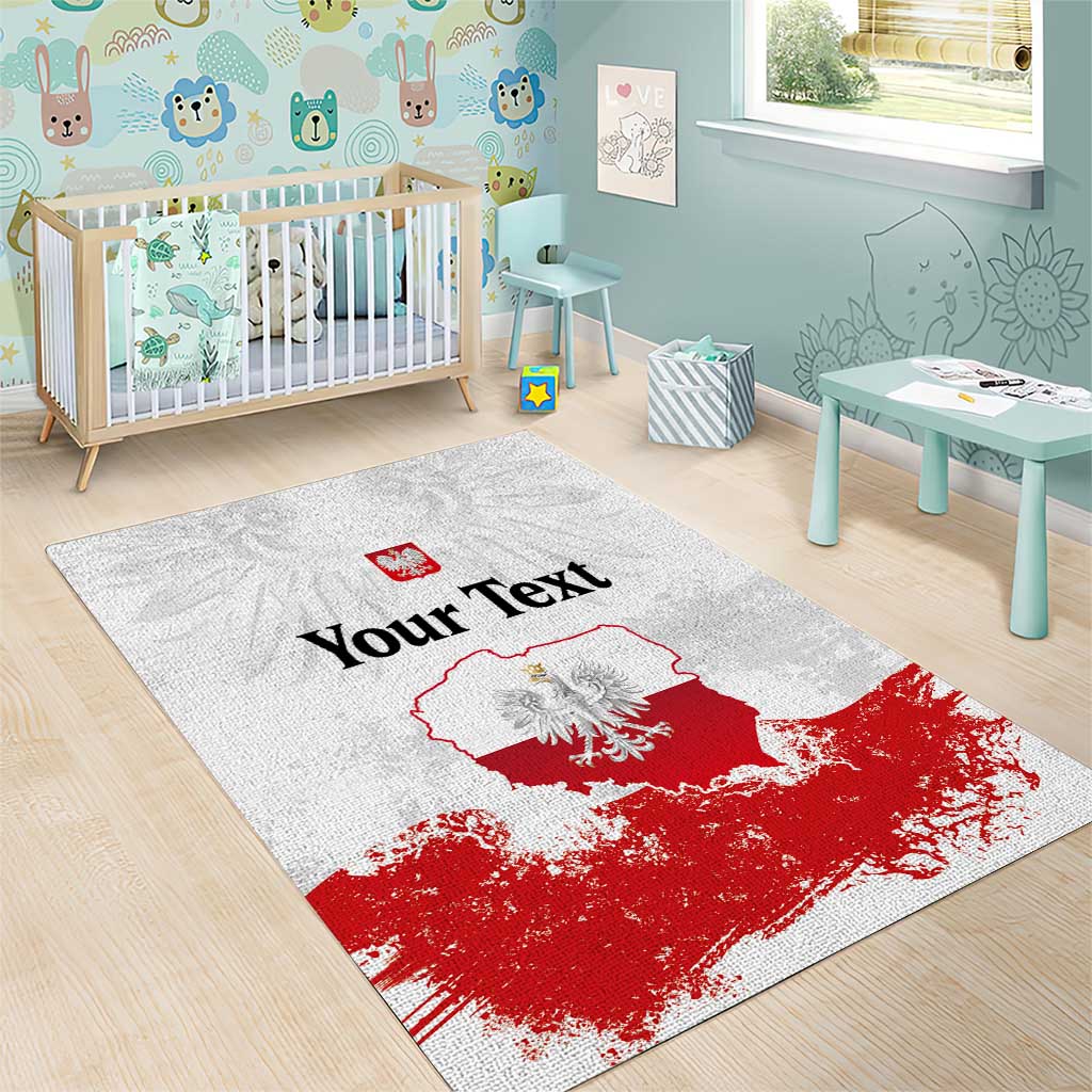 Personalized Polish National Flag Day Area Rug Polska White Eagle Grunge Style