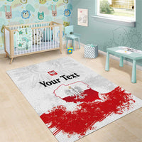 Personalized Polish National Flag Day Area Rug Polska White Eagle Grunge Style