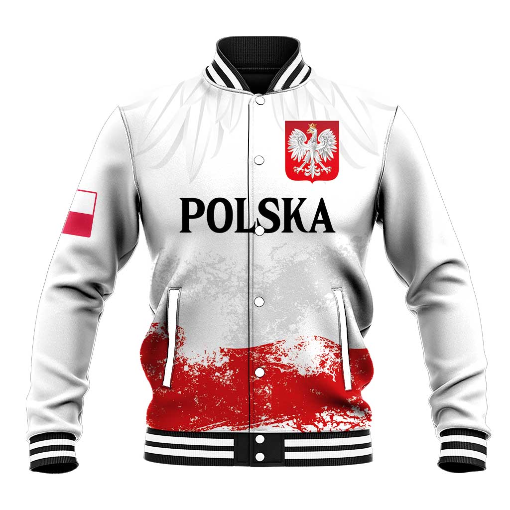 Personalized Polish National Flag Day Baseball Jacket Polska White Eagle Grunge Style