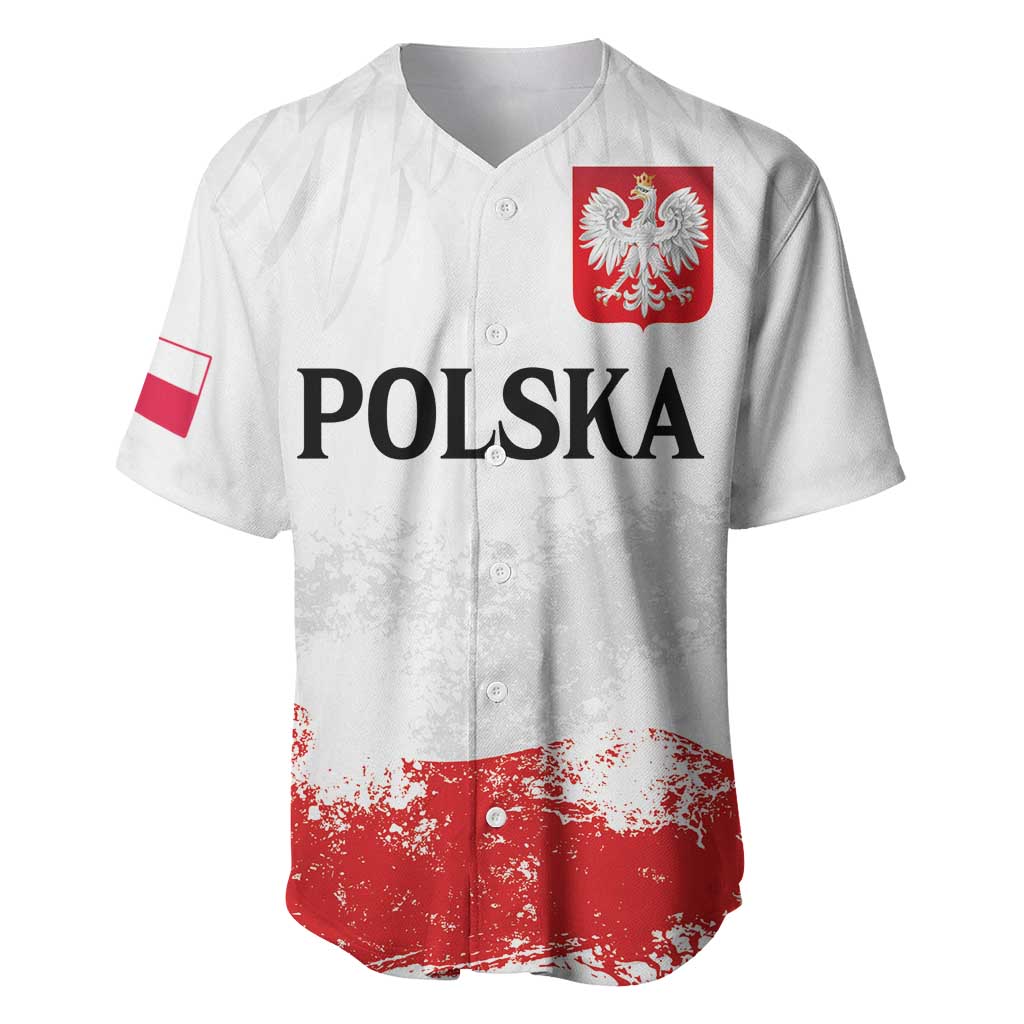 Personalized Polish National Flag Day Baseball Jersey Polska White Eagle Grunge Style