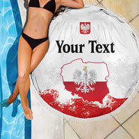 Personalized Polish National Flag Day Beach Blanket Polska White Eagle Grunge Style