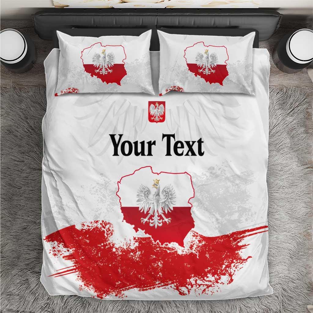 Personalized Polish National Flag Day Bedding Set Polska White Eagle Grunge Style