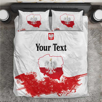 Personalized Polish National Flag Day Bedding Set Polska White Eagle Grunge Style