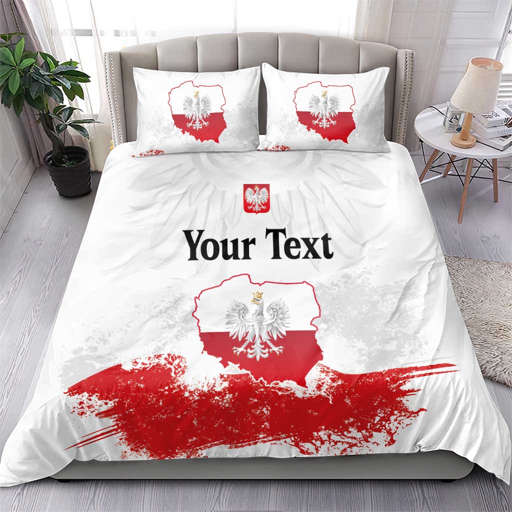 Personalized Polish National Flag Day Bedding Set Polska White Eagle Grunge Style