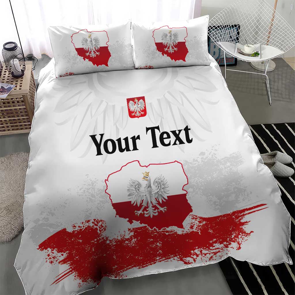 Personalized Polish National Flag Day Bedding Set Polska White Eagle Grunge Style