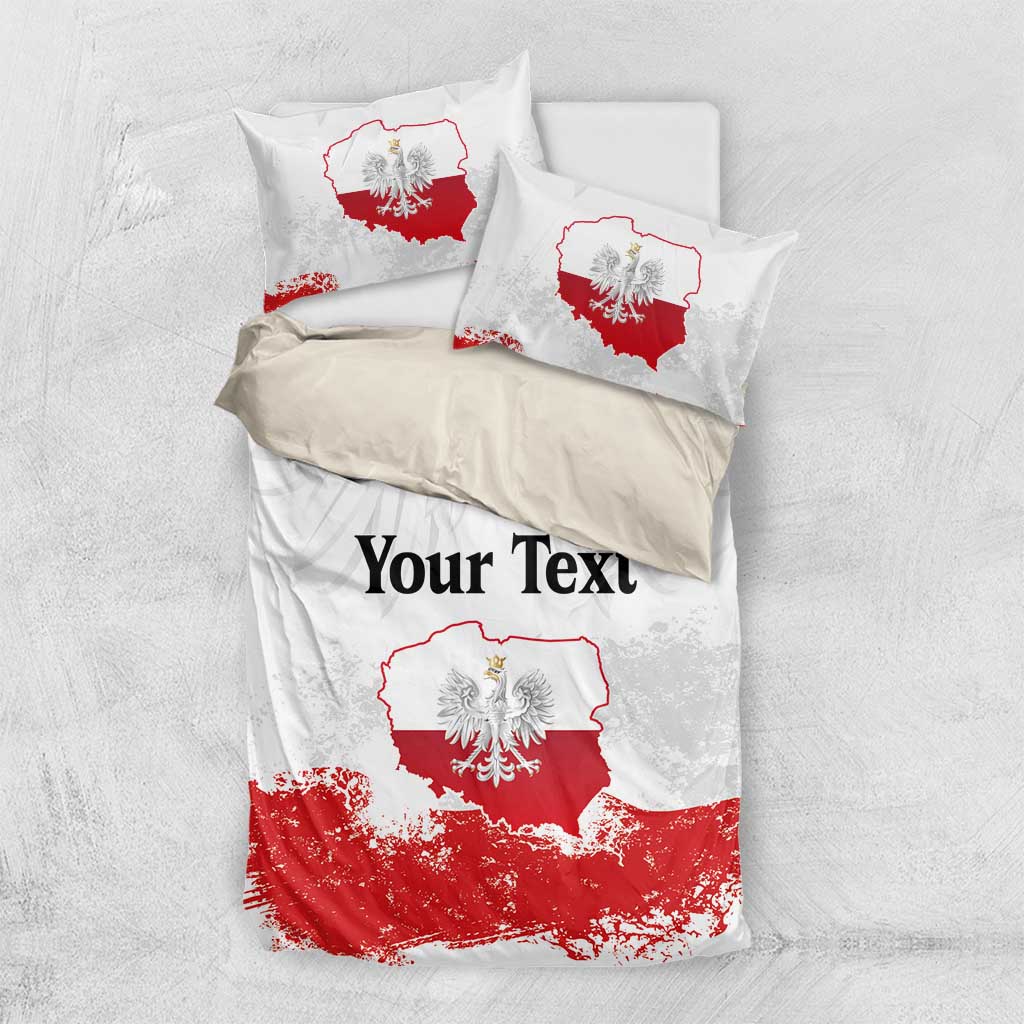 Personalized Polish National Flag Day Bedding Set Polska White Eagle Grunge Style