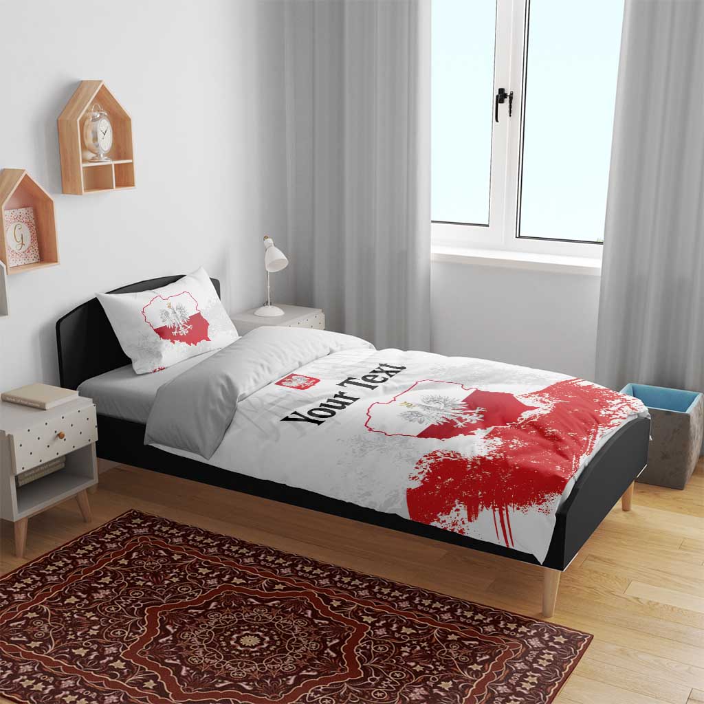 Personalized Polish National Flag Day Bedding Set Polska White Eagle Grunge Style