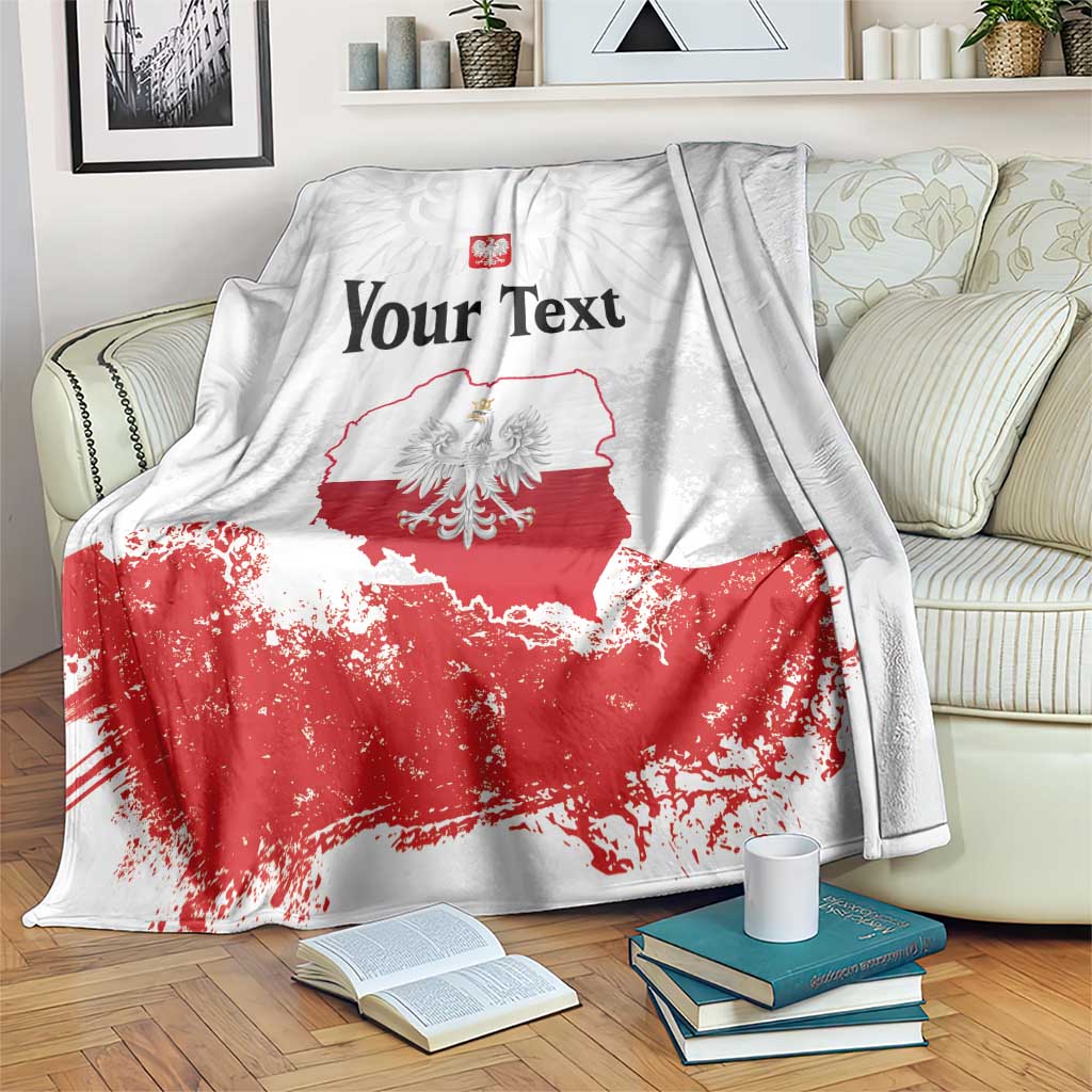 Personalized Polish National Flag Day Blanket Polska White Eagle Grunge Style