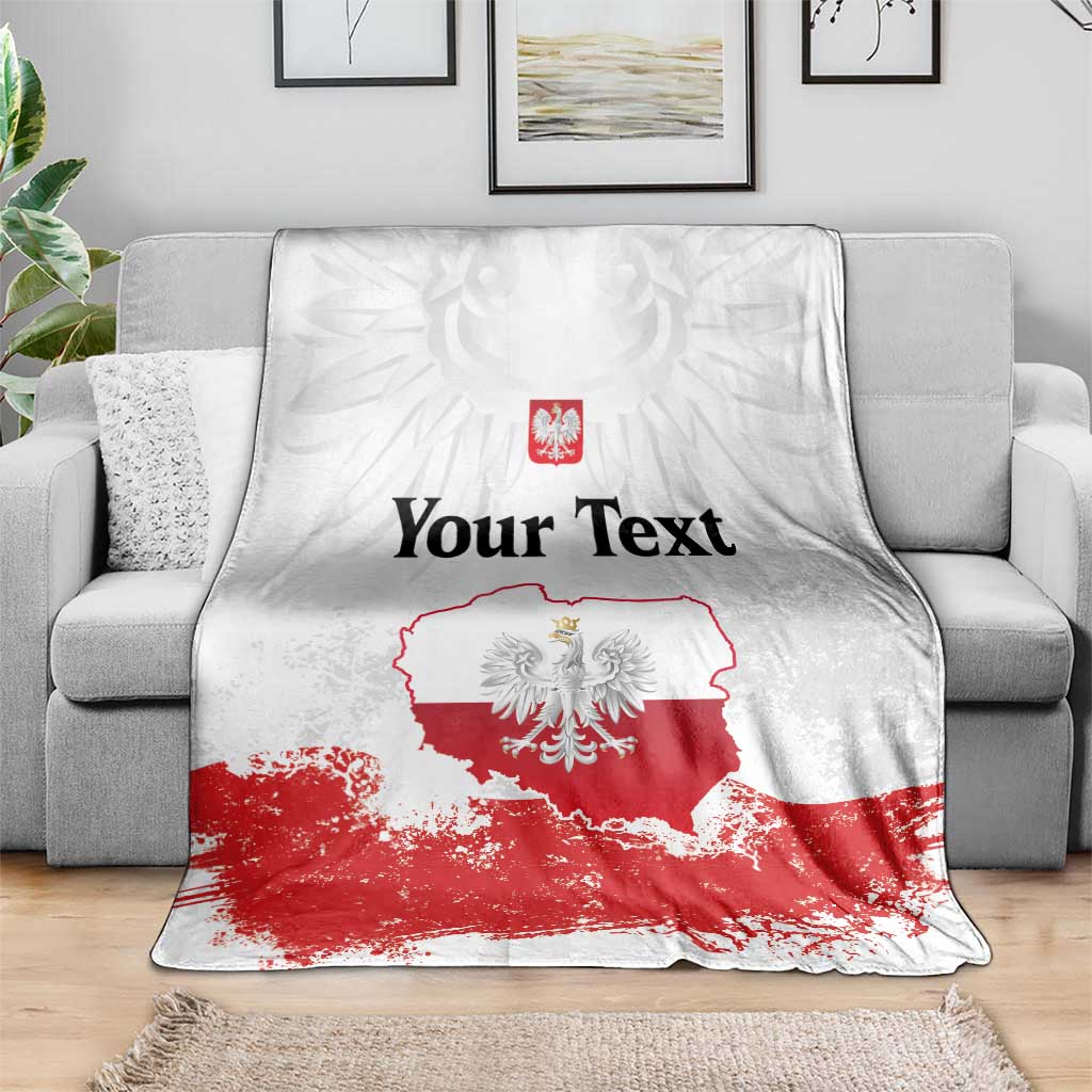 Personalized Polish National Flag Day Blanket Polska White Eagle Grunge Style
