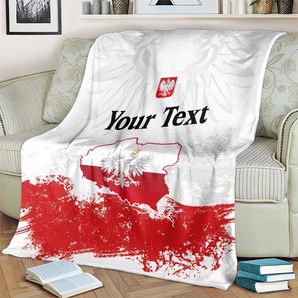 Personalized Polish National Flag Day Blanket Polska White Eagle Grunge Style