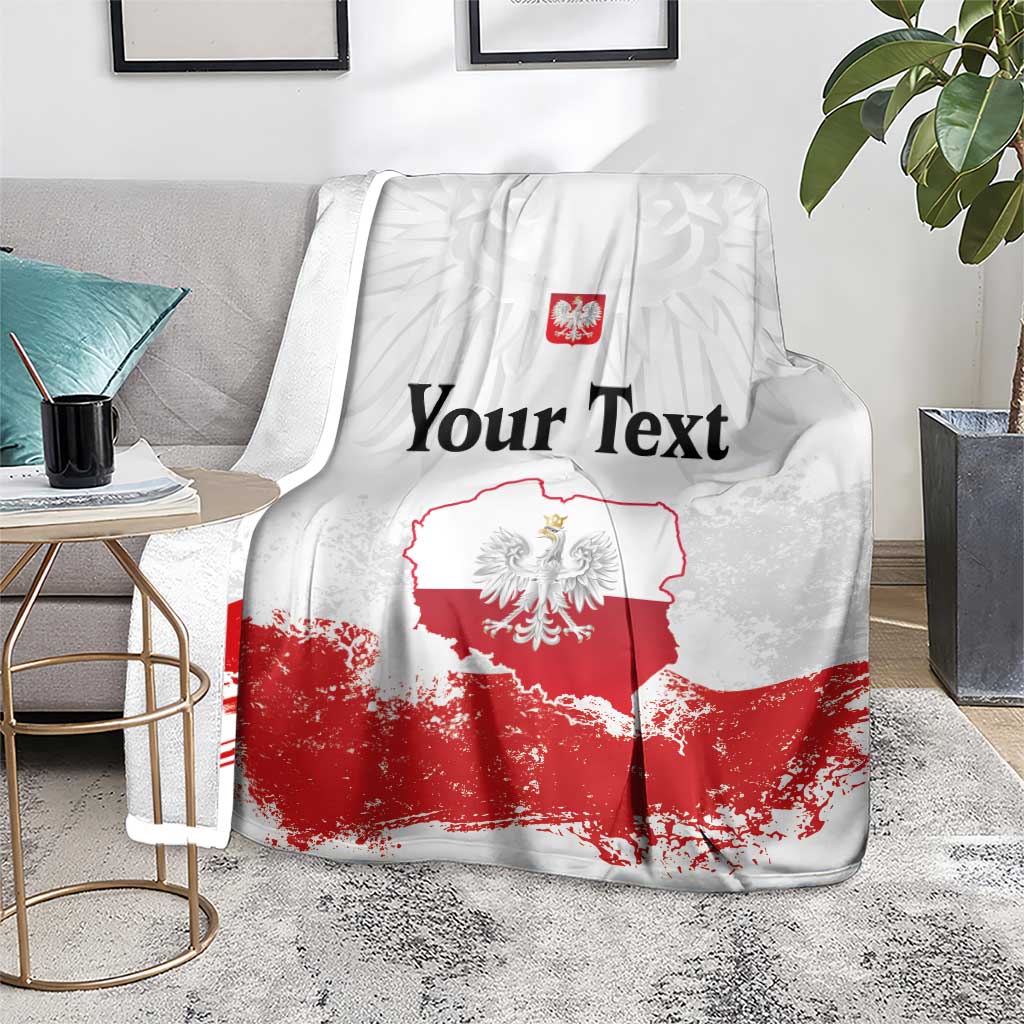 Personalized Polish National Flag Day Blanket Polska White Eagle Grunge Style