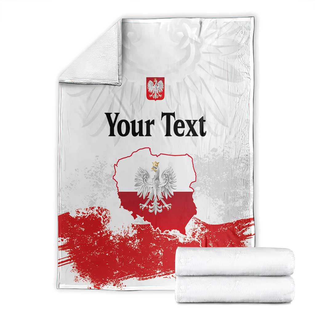 Personalized Polish National Flag Day Blanket Polska White Eagle Grunge Style