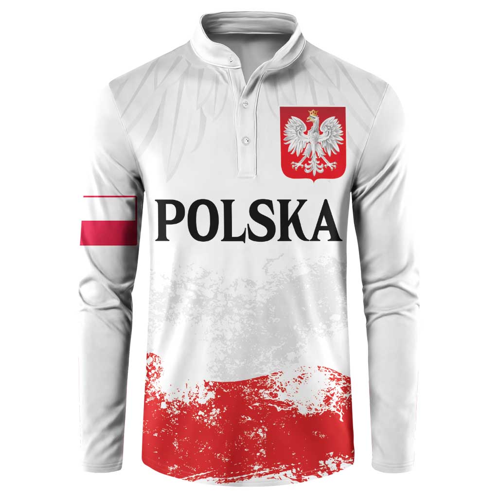 Personalized Polish National Flag Day Button Sweatshirt Polska White Eagle Grunge Style