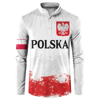 Personalized Polish National Flag Day Button Sweatshirt Polska White Eagle Grunge Style