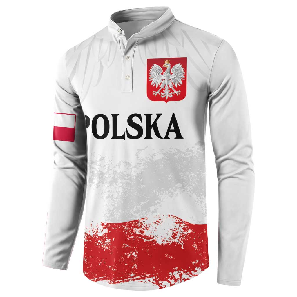Personalized Polish National Flag Day Button Sweatshirt Polska White Eagle Grunge Style
