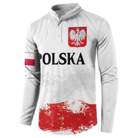 Personalized Polish National Flag Day Button Sweatshirt Polska White Eagle Grunge Style