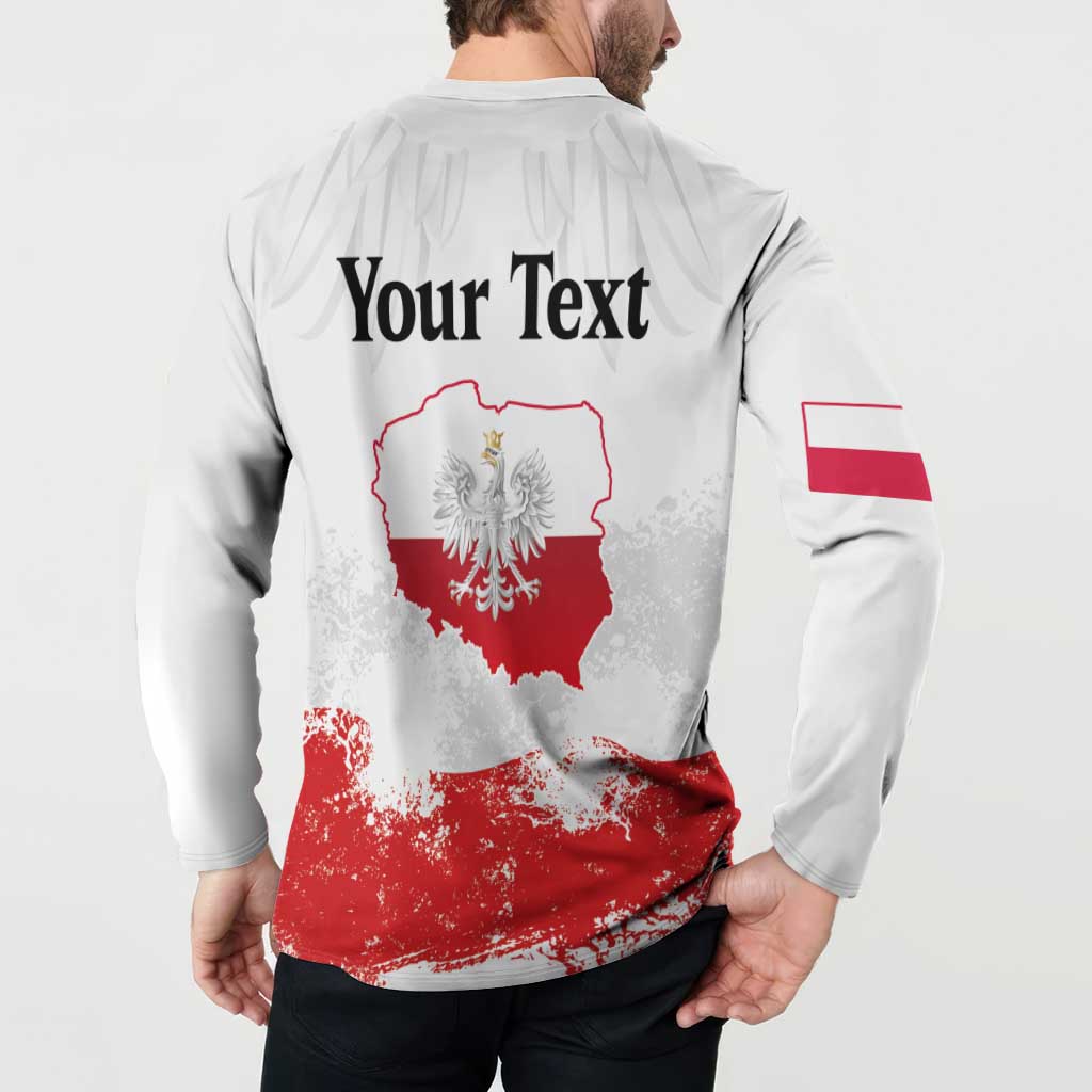 Personalized Polish National Flag Day Button Sweatshirt Polska White Eagle Grunge Style