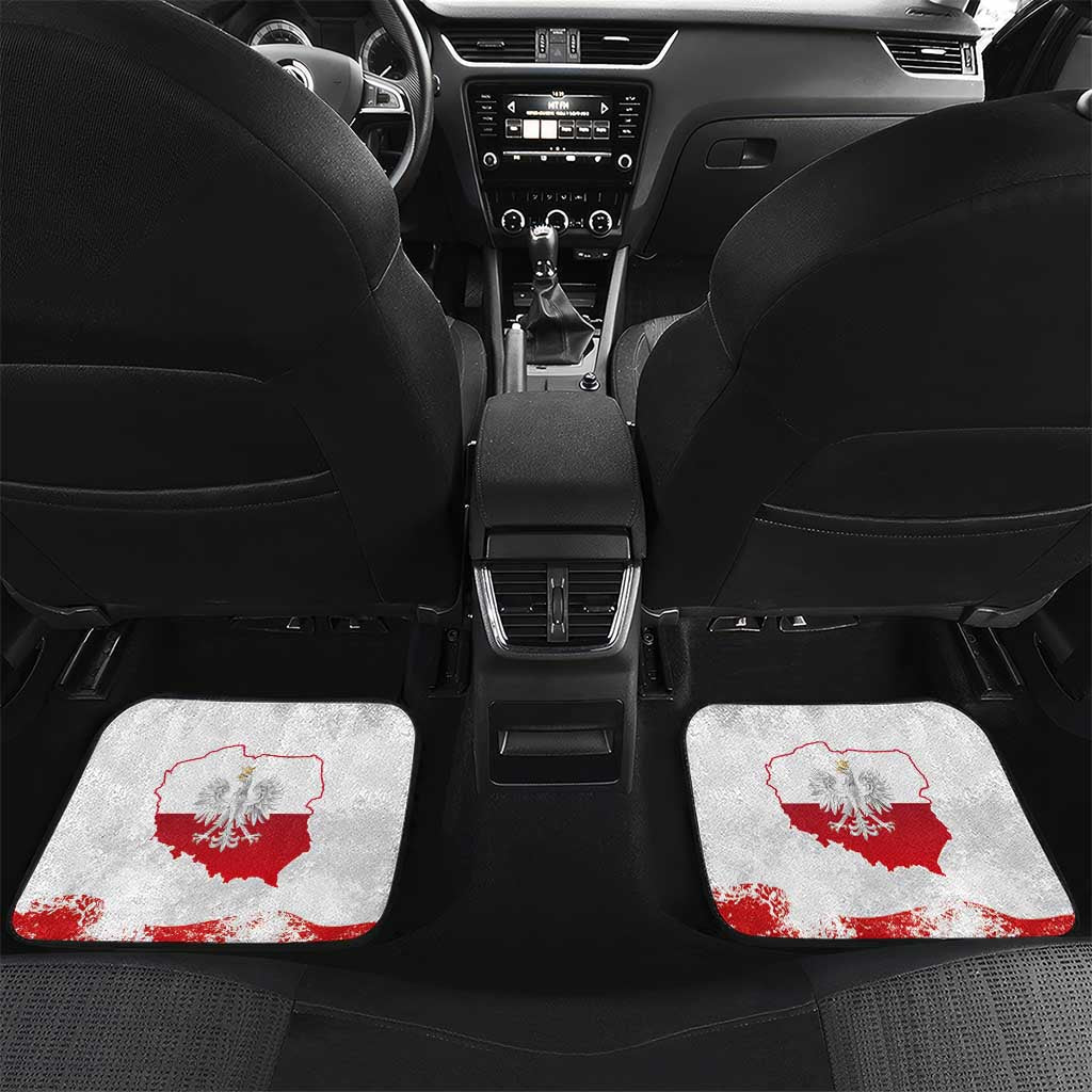 Personalized Polish National Flag Day Car Mats Polska White Eagle Grunge Style