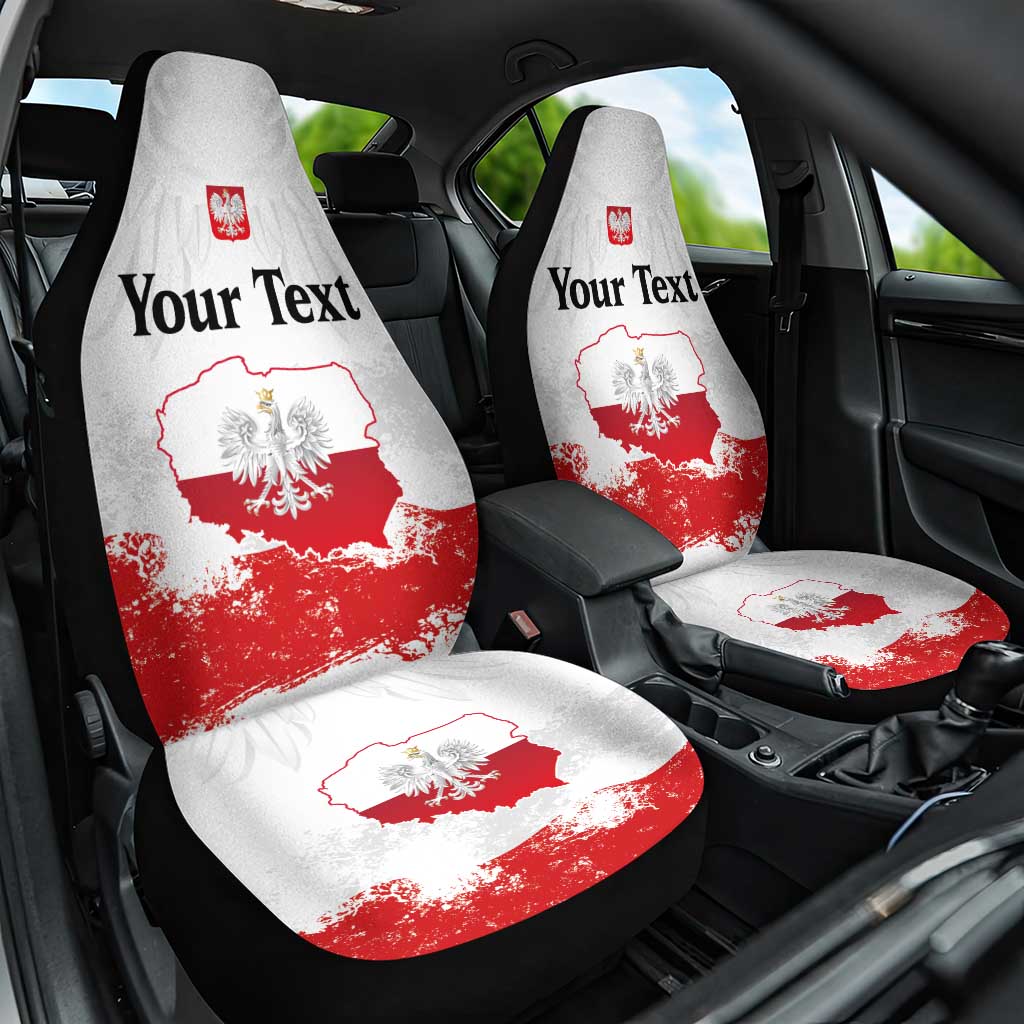 Personalized Polish National Flag Day Car Seat Cover Polska White Eagle Grunge Style