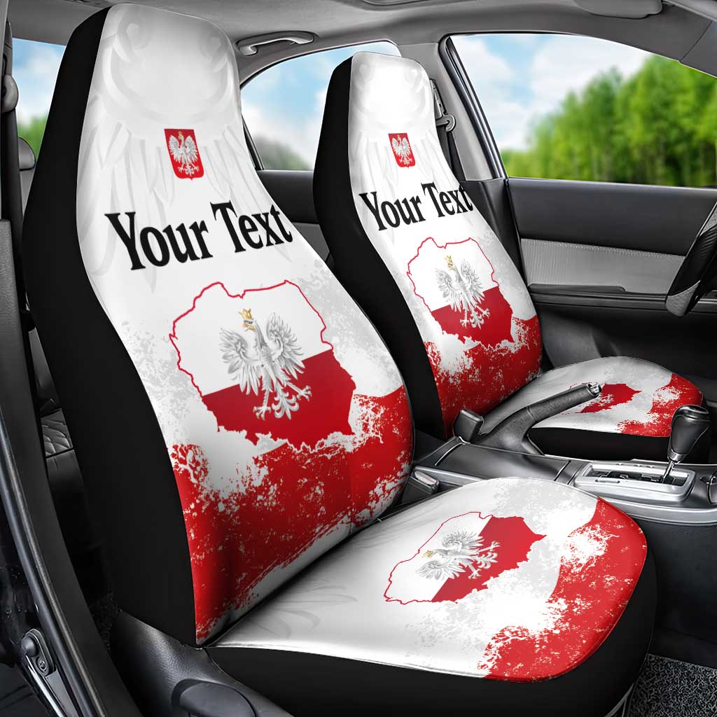 Personalized Polish National Flag Day Car Seat Cover Polska White Eagle Grunge Style