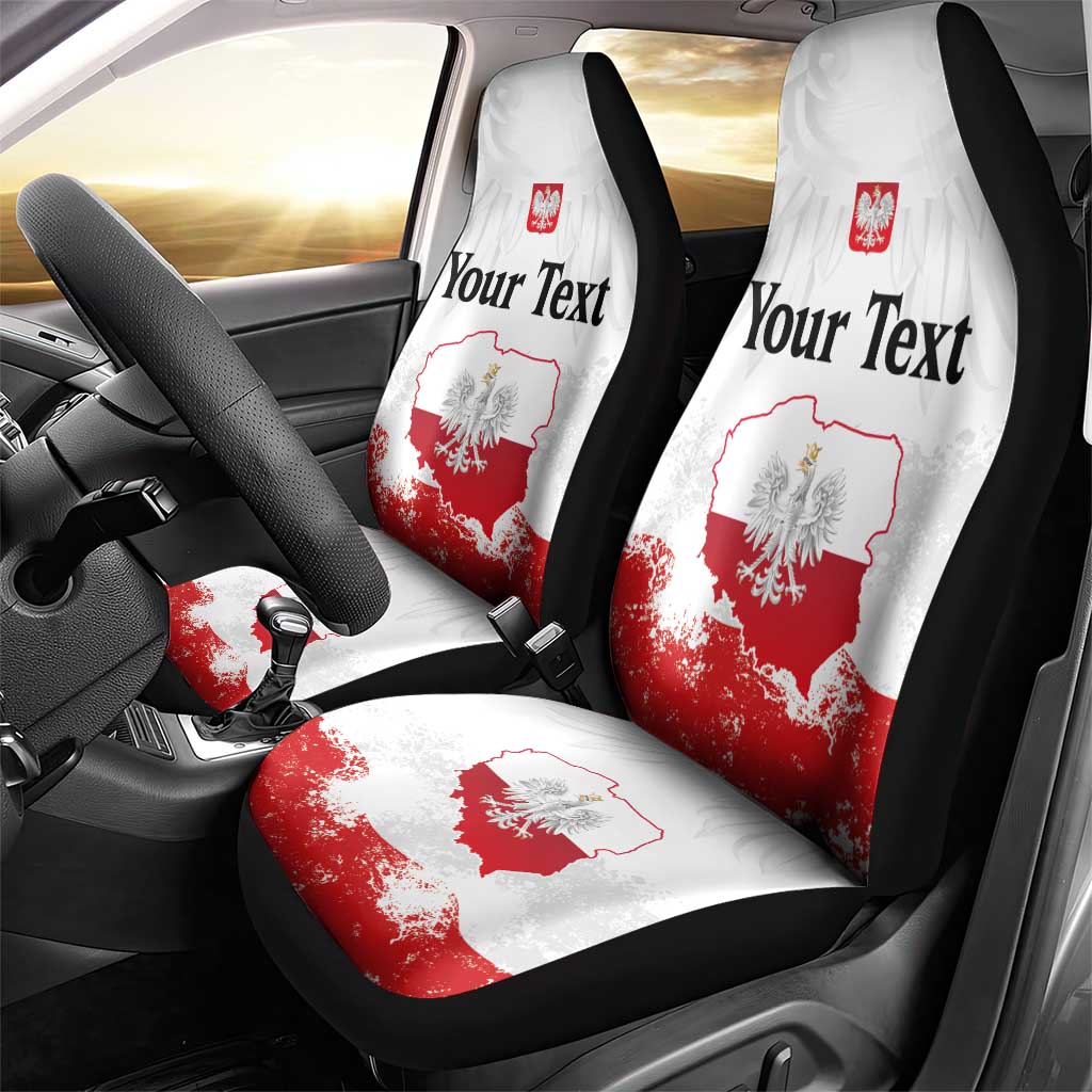 Personalized Polish National Flag Day Car Seat Cover Polska White Eagle Grunge Style