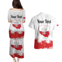 Personalized Polish National Flag Day Couples Matching Puletasi and Hawaiian Shirt Polska White Eagle Grunge Style