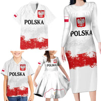 Personalized Polish National Flag Day Family Matching Long Sleeve Bodycon Dress and Hawaiian Shirt Polska White Eagle Grunge Style
