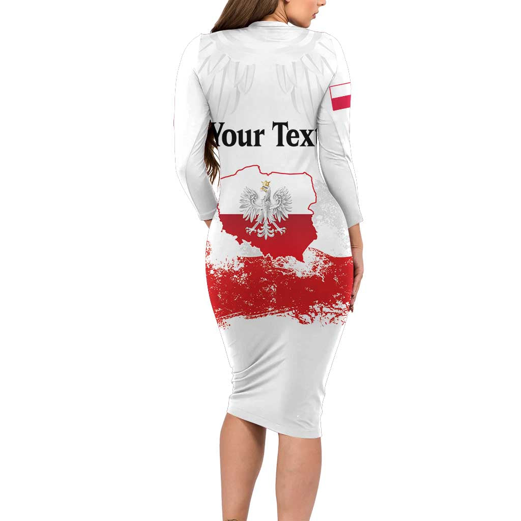 Personalized Polish National Flag Day Family Matching Long Sleeve Bodycon Dress and Hawaiian Shirt Polska White Eagle Grunge Style