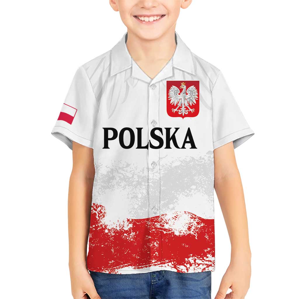 Personalized Polish National Flag Day Family Matching Long Sleeve Bodycon Dress and Hawaiian Shirt Polska White Eagle Grunge Style