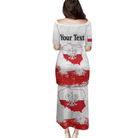 Personalized Polish National Flag Day Family Matching Puletasi and Hawaiian Shirt Polska White Eagle Grunge Style