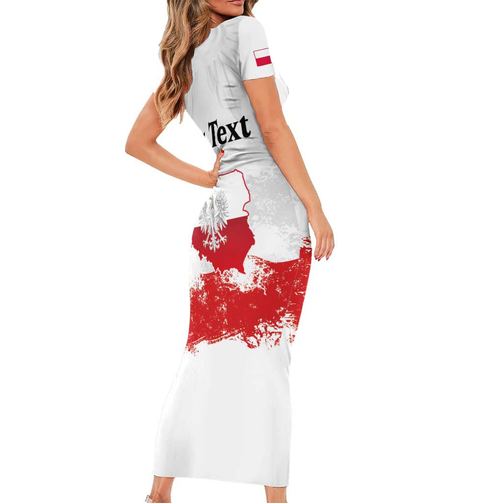 Personalized Polish National Flag Day Family Matching Short Sleeve Bodycon Dress and Hawaiian Shirt Polska White Eagle Grunge Style