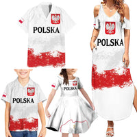 Personalized Polish National Flag Day Family Matching Summer Maxi Dress and Hawaiian Shirt Polska White Eagle Grunge Style