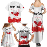 Personalized Polish National Flag Day Family Matching Summer Maxi Dress and Hawaiian Shirt Polska White Eagle Grunge Style