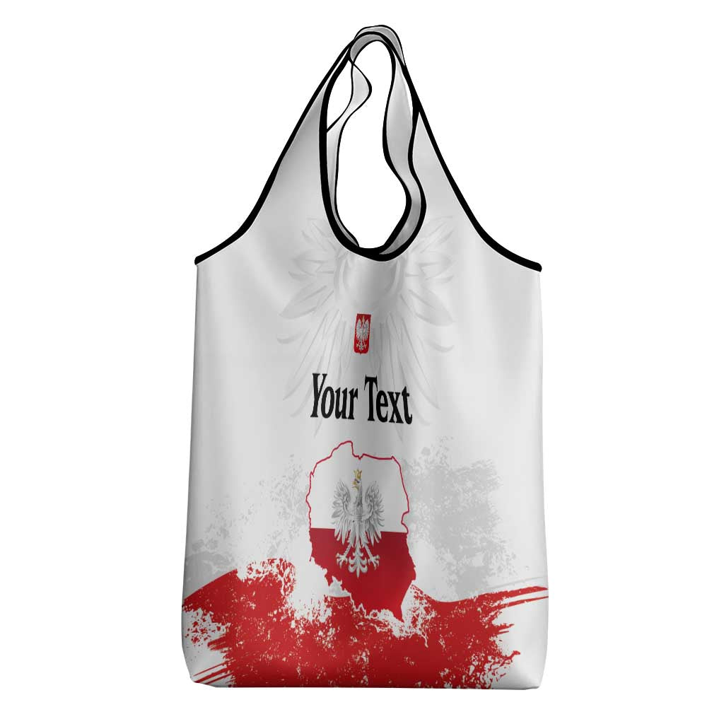 Personalized Polish National Flag Day Grocery Bag Polska White Eagle Grunge Style