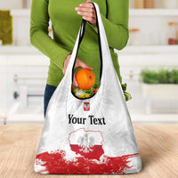 Personalized Polish National Flag Day Grocery Bag Polska White Eagle Grunge Style
