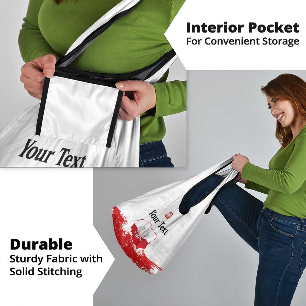 Personalized Polish National Flag Day Grocery Bag Polska White Eagle Grunge Style