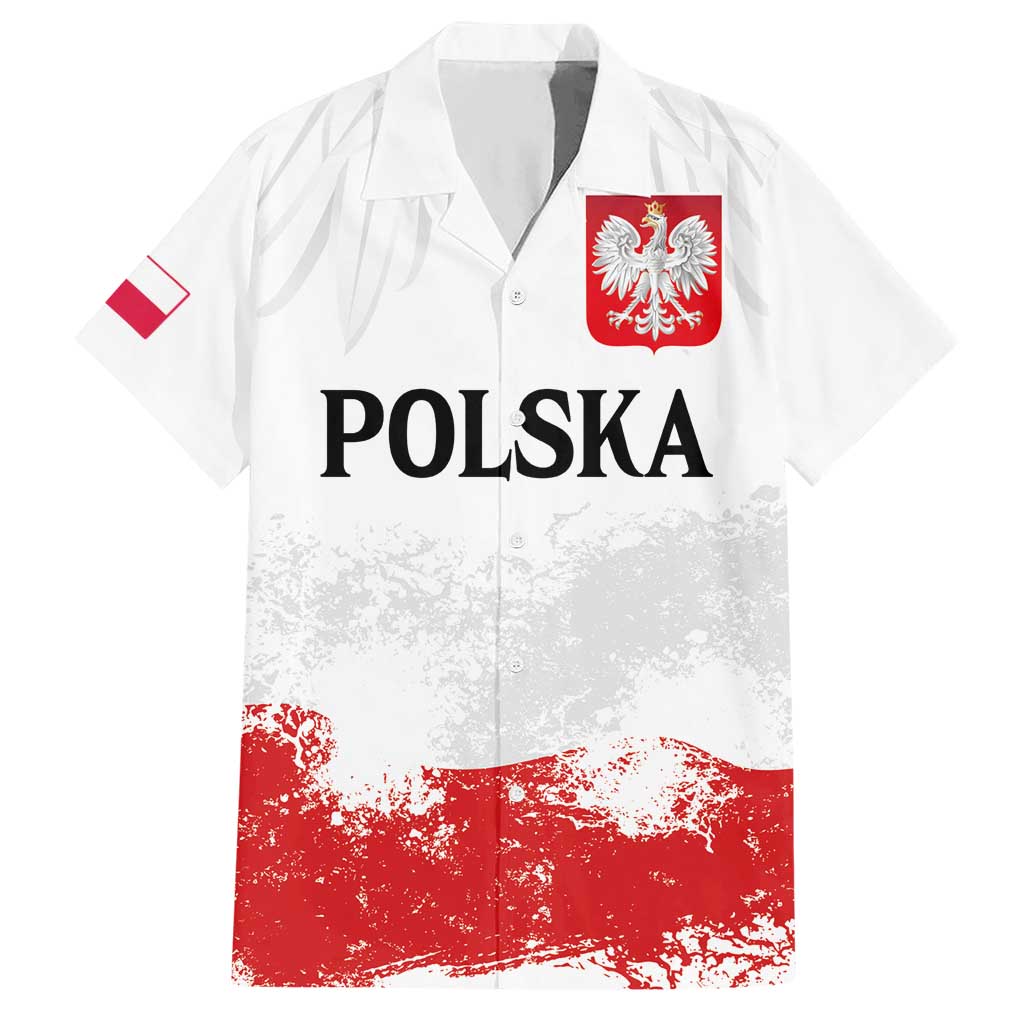 Personalized Polish National Flag Day Hawaiian Shirt Polska White Eagle Grunge Style