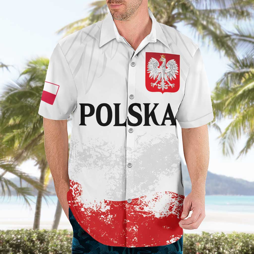 Personalized Polish National Flag Day Hawaiian Shirt Polska White Eagle Grunge Style