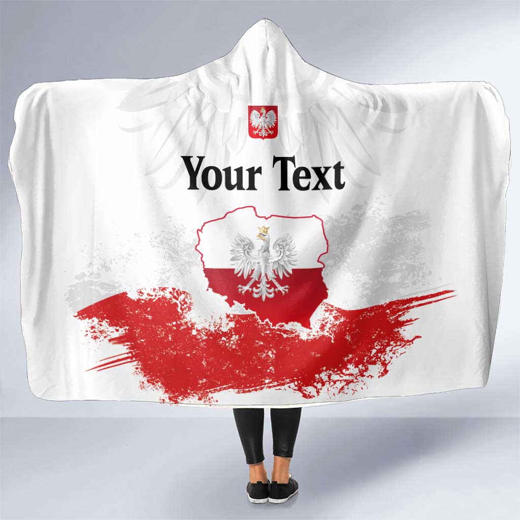 Personalized Polish National Flag Day Hooded Blanket Polska White Eagle Grunge Style