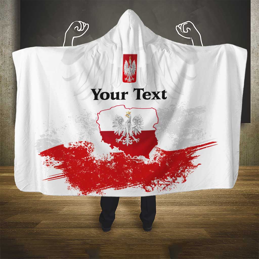 Personalized Polish National Flag Day Hooded Blanket Polska White Eagle Grunge Style