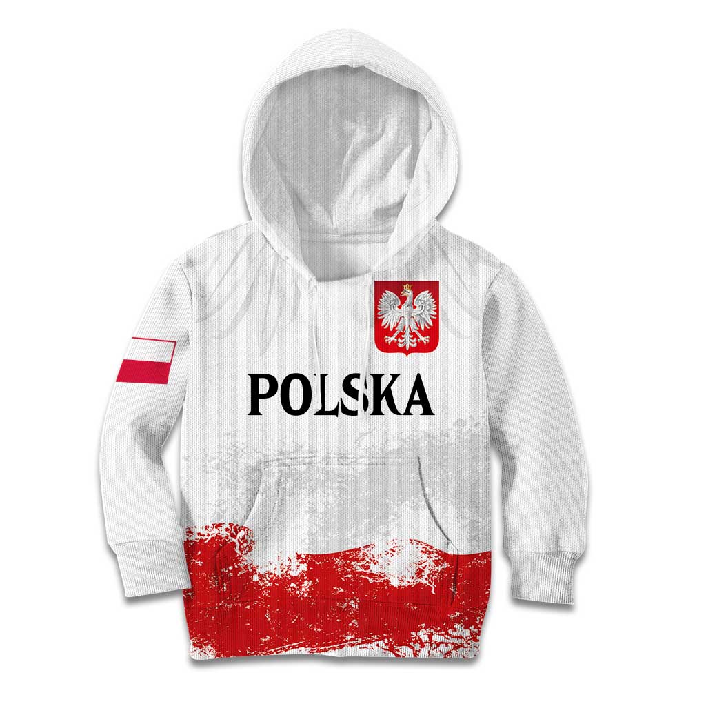 Personalized Polish National Flag Day Kid Hoodie Polska White Eagle Grunge Style