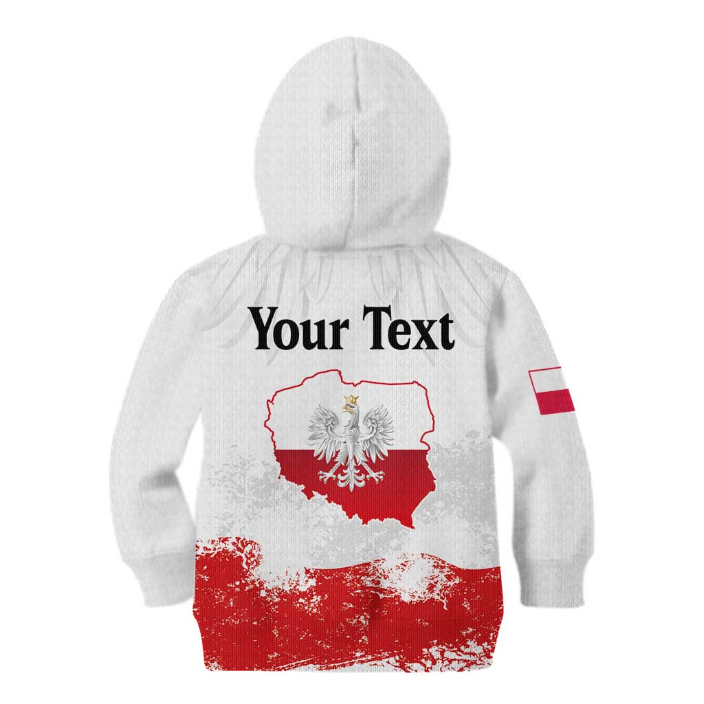 Personalized Polish National Flag Day Kid Hoodie Polska White Eagle Grunge Style