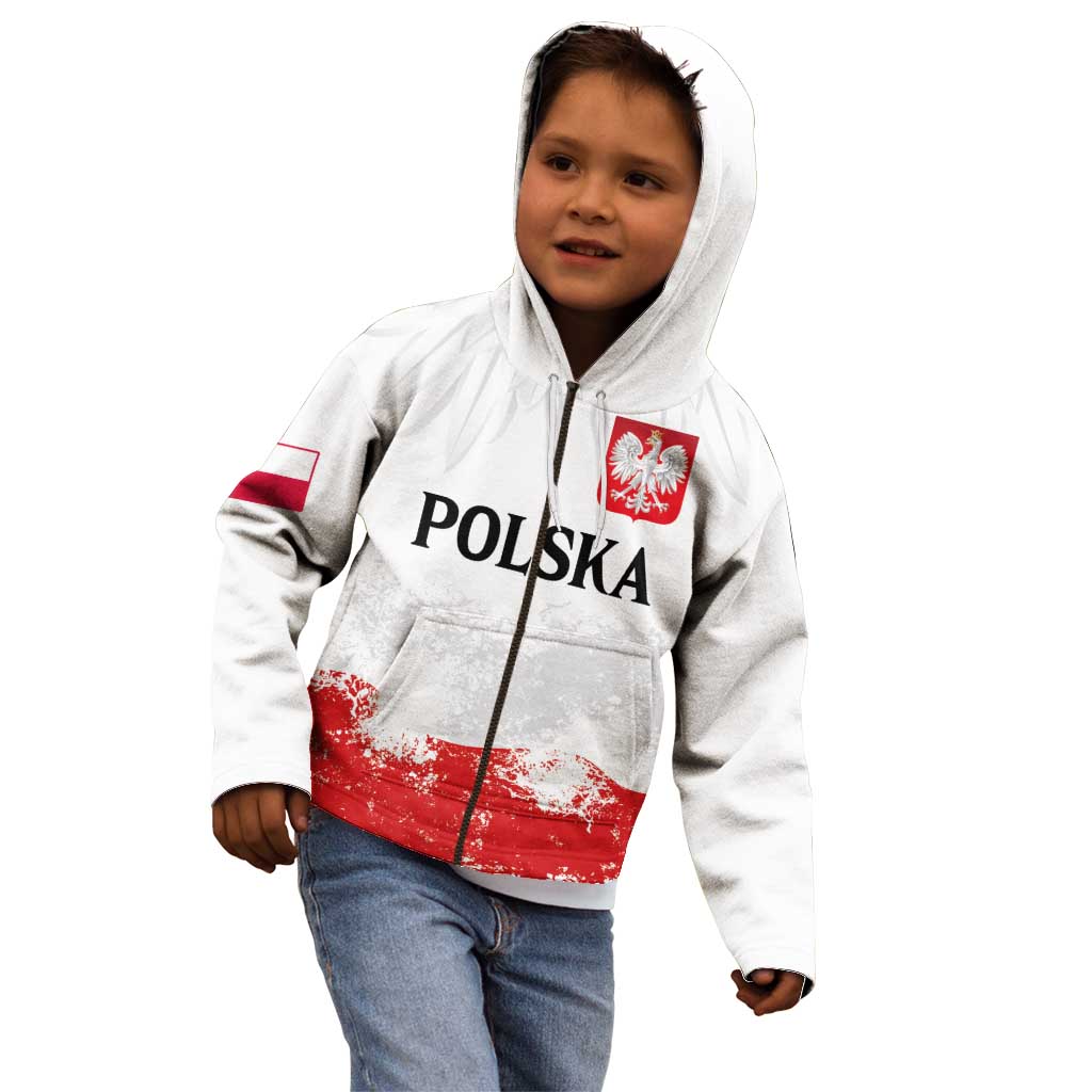 Personalized Polish National Flag Day Kid Hoodie Polska White Eagle Grunge Style