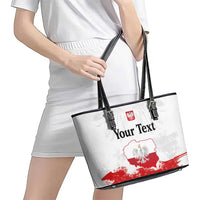 Personalized Polish National Flag Day Leather Tote Bag Polska White Eagle Grunge Style