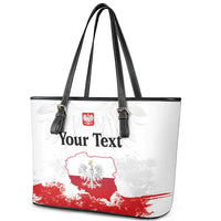Personalized Polish National Flag Day Leather Tote Bag Polska White Eagle Grunge Style