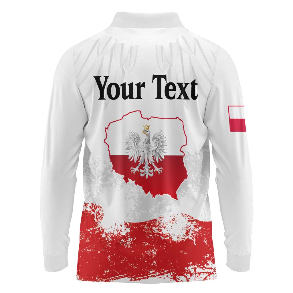 Personalized Polish National Flag Day Long Sleeve Polo Shirt Polska White Eagle Grunge Style