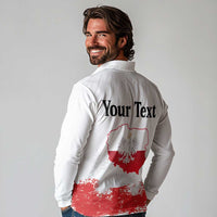 Personalized Polish National Flag Day Long Sleeve Polo Shirt Polska White Eagle Grunge Style