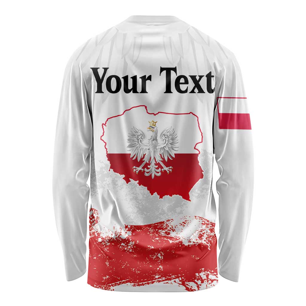 Personalized Polish National Flag Day Long Sleeve Shirt Polska White Eagle Grunge Style